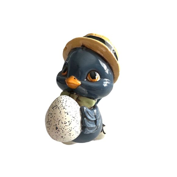 Blue Bird Vintage Ceramic Signed IVA Offering Speckled Blue Easter Egg - Picture 2 of 10